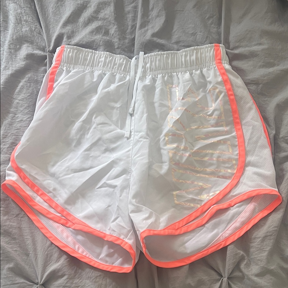 Nike Women's White and Pink Athletic Shorts